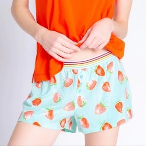 PJ Salvage playful prints Mint strawberry lounge shorts XS NWT